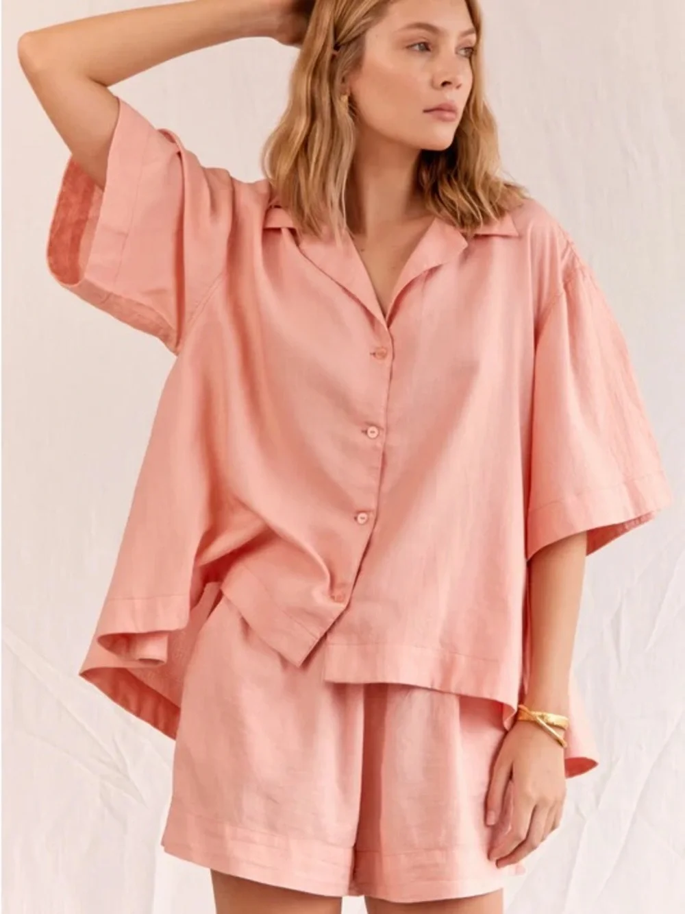 NWT Piyama Women's Dusty Pink Short Pajama Set - Lightweight Sleep Top & Shorts